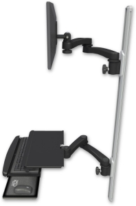 ICW EV65-T50D-KUS-A4-WB LCD mount, 50" Track, two arms, work surface, KB, two 20" two armss, Black