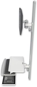 ICW EV65-T50D-KUS-MW LCD mount, 50" Track, two arms, work surface tray and slide-out KB, White