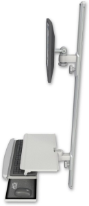 ICW EV65-T50D-KUS-QG LCD mount, 50" Track, two arms, work surface tray and slide-out KB, Gray