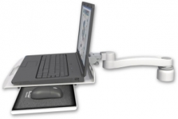 ICW LUS-D1-A1 Laptop tray with slider desk mount, a 1" riser, 11" arm, Medical White