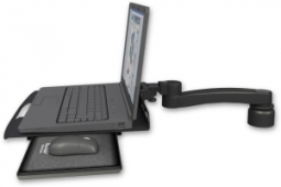 ICW LUS-D1-A1 Laptop tray with slider desk mount, a 1" riser, 11" arm, Writable Black
