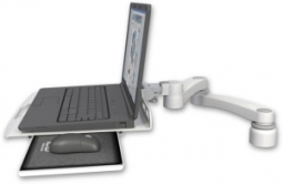ICW LUS-D1-A2 Laptop tray slider desk mount, a 1" riser, 20" double-arm, Medical White