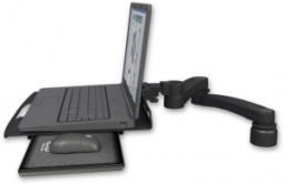 ICW LUS-D1-A2 Laptop tray slider desk mount, a 1" riser, 20" double-arm, Writable Black