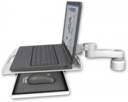 ICW LUS-D1-AS1 Laptop tray with slider desk mount, a 1" riser, 6" arm, Medical White