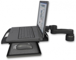 ICW LUS-D1-AS1 Laptop tray with slider desk mount, a 1" riser, 6" arm, Writable Black