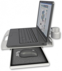 ICW LUS-D1 Laptop tray with slider desk mount, 1" riser, Quartz Gray