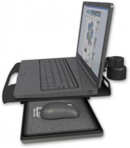 ICW LUS-D1 Laptop tray with slider desk mount, 1" riser, Writable Black