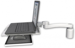 ICW LUS-D3-A1 Laptop tray with slider desk mount, a 3" riser, 11" arm, Medical White