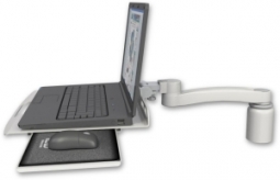ICW LUS-D3-A1 Laptop tray with slider desk mount, a 3" riser, 11" arm, Quartz Gray