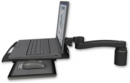 ICW LUS-D3-A1 Laptop tray with slider desk mount, a 3" riser, 11" arm, Writable Black