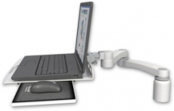 ICW LUS-D3-A2 Laptop tray desk mount, a 3" riser, 20" double-arm, Medical White