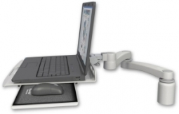 ICW LUS-D3-A2 Laptop tray desk mount, a 3" riser, 20" double-arm, Quartz Gray