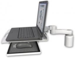 ICW LUS-D3-AS1 Laptop tray with slider desk mount, a 3" riser, 6" arm, Medical White
