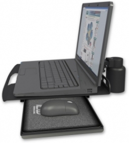 ICW LUS-D3 Laptop tray with slider desk mount, 3" riser, Writable Black