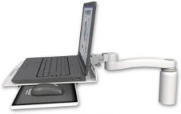 ICW LUS-D5-A1 Laptop tray with slider desk mount, a 5" riser, 11" arm, Medical White