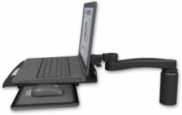 ICW LUS-D5-A1 Laptop tray with slider desk mount, a 5" riser, 11" arm, Writable Black