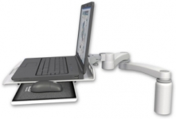 ICW LUS-D5-A2 Laptop tray desk mount, a 5" riser, 20" double-arm, Medical White