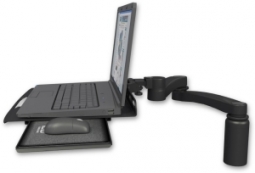 ICW LUS-D5-A2 Laptop tray desk mount, a 5" riser, 20" double-arm, Writable Black