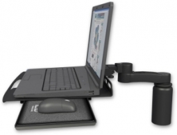 ICW LUS-D5-AS1 Laptop tray with slider desk mount, a 5" riser, 6" arm, Writable Black