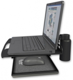 ICW LUS-D5 Laptop tray with slider desk mount, 5" riser, Writable Black