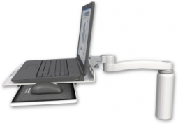 ICW LUS-D7-A1 Laptop tray with slider desk mount, a 7.5" riser, 11" arm, Medical White