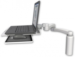 ICW LUS-D7-A2 Laptop tray desk mount, a 7.5" riser, 20" double-arm, Medical White