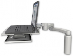 ICW LUS-D7-A2 Laptop tray desk mount, a 7.5" riser, 20" double-arm, Quartz Gray