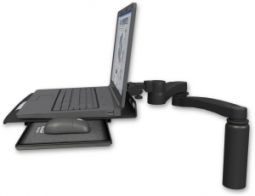 ICW LUS-D7-A2 Laptop tray desk mount, a 7.5" riser, 20" double-arm, Writable Black