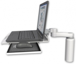 ICW LUS-D7-AS1 Laptop tray with slider desk mount, a 7.5" riser, 6" arm, Medical White