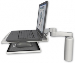 ICW LUS-D7-AS1 Laptop tray with slider desk mount, a 7.5" riser, 6" arm, Quartz Gray