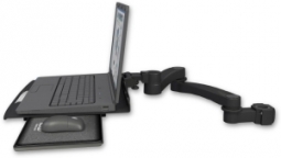 ICW LUS-P15-A2 Laptop tray, slider mount for a 1.5" pole, 20" double-arm, Writable Black