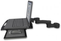 ICW LUS-P17-AS1 Laptop tray, slider mount for a 1.75" pole and an 6" arm, Writable Black