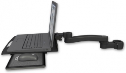 ICW LUS-P2-A1 Laptop tray, slider mount for a 2" pole and an 11" arm, Writable Black