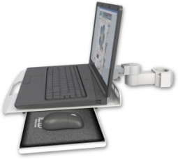ICW LUS-P2 Laptop tray, slider mount for a 2" pole, Medical White