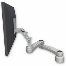 ICW UL500-D1-A2-QG Ultra 500 LCD desk mount with a 1" riser and a 20" double-arm, Quartz Gray