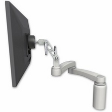 ICW UL500-D5-A2-QG Ultra 500 LCD desk mount with a 5" riser and a 20" double-arm, Quartz Gray