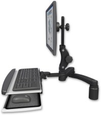 ICW UL550-D3-KDP-A2 Ultra 550, 3" riser, an HDPE keyboard tray, 20" double-arm, Writable Black