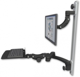 ICW UL560I-T50D-KP12F-A2-WB Inverted LCD Mount on a 36" Wall Track Slider, Writable Black