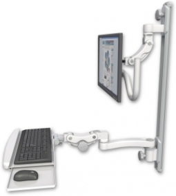 ICW UL560I-T50D-KPB-A1-MW Inverted LCD Mount on a 36" Wall Track Slider, Medical White