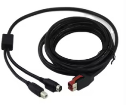 NCR 1432-C402-0040 PRT; 24V Power and USB cable (Y-Cable), 4meter, Ferrite Beads, 12kgf min., Black