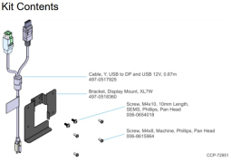NCR 5907-K300 Kit, Bracket and Display Port Cable to Mount XL7W to Rear of P, X and XL Stand