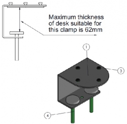 SpacePole CB00103 Bracket for clamp with 3mm rebberfelt for Flange,  Includes Hardware (Black)