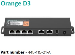 VeriFone 445-115-01-A Dongle, Orange D3, 4X GBEth Switch, USB RJ45, Serial RJ45, USB-A, DC Jack