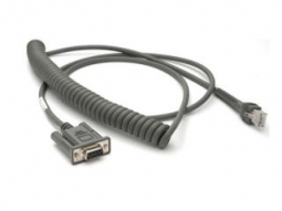 Zebra CBA-R37-C09ZBR Cable, RS232: DB9F, 9FT (2.8M) Coiled, Power on Pin 9