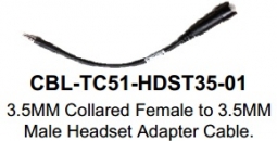 Zebra CBL-TC51-HDST35-01 3.5MM CLRD Female - 3.5MM Male Headset Cable