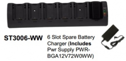 Zebra ST3006-WW 6 Slot Spare Battery Charger; Must order Regional AC Line Cord Separately